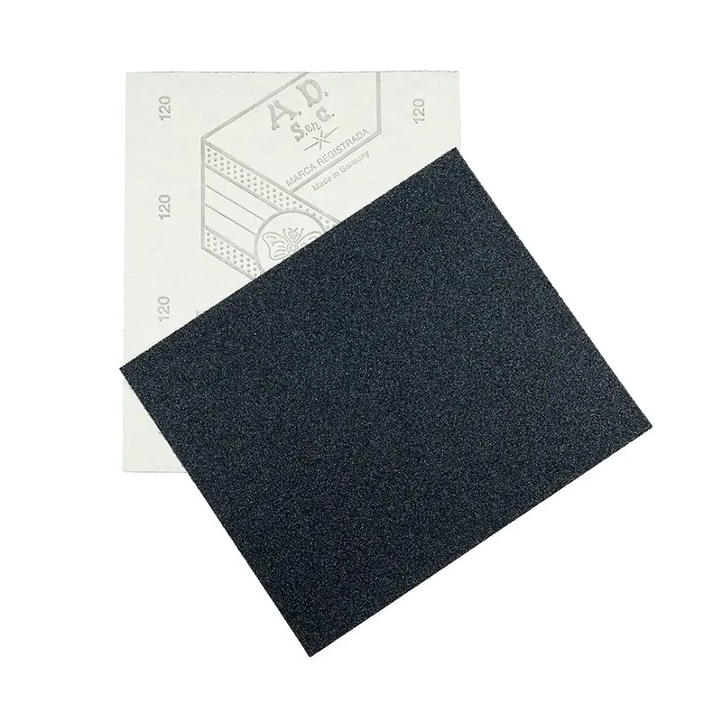 Hoja de lija papel impermeable  grano P120  230 mm x 280 mm.